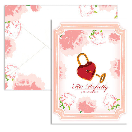 Valentine lock key note card