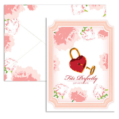 Valentine lock key note card