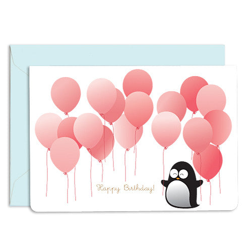 UFF birthday penguin balloon card