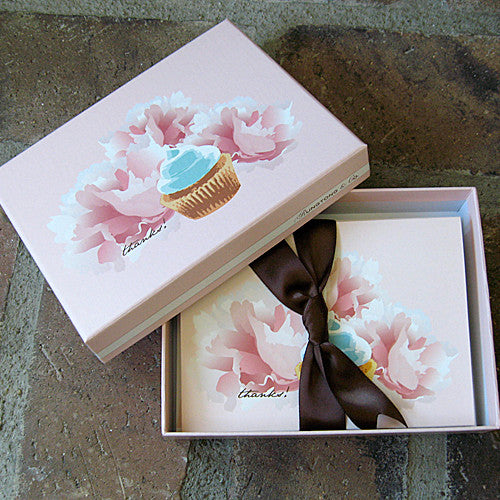 Dolce cupcake boxed thank you notes ribbon