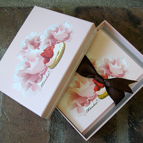 Dolce thank you boxed notes strawberry ribbon