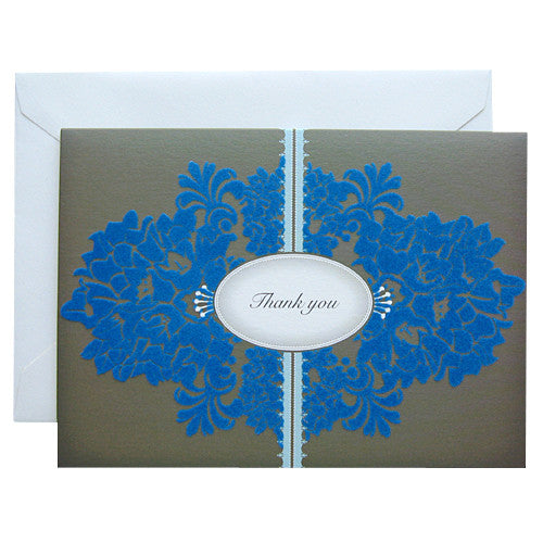 Grey flocking thank you note card